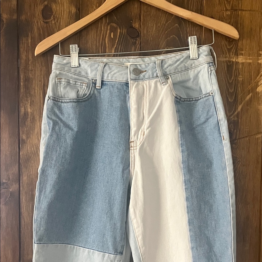 PacSun Two-Tone Blue and Cream Straight Leg Jeans